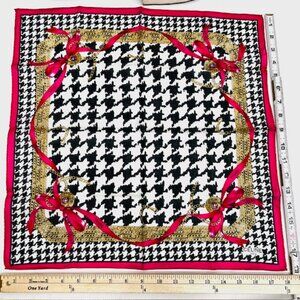 Unsed Celine , Cotton/Silk Mini Scar 19" white black gold bow pink bow  trim(34)